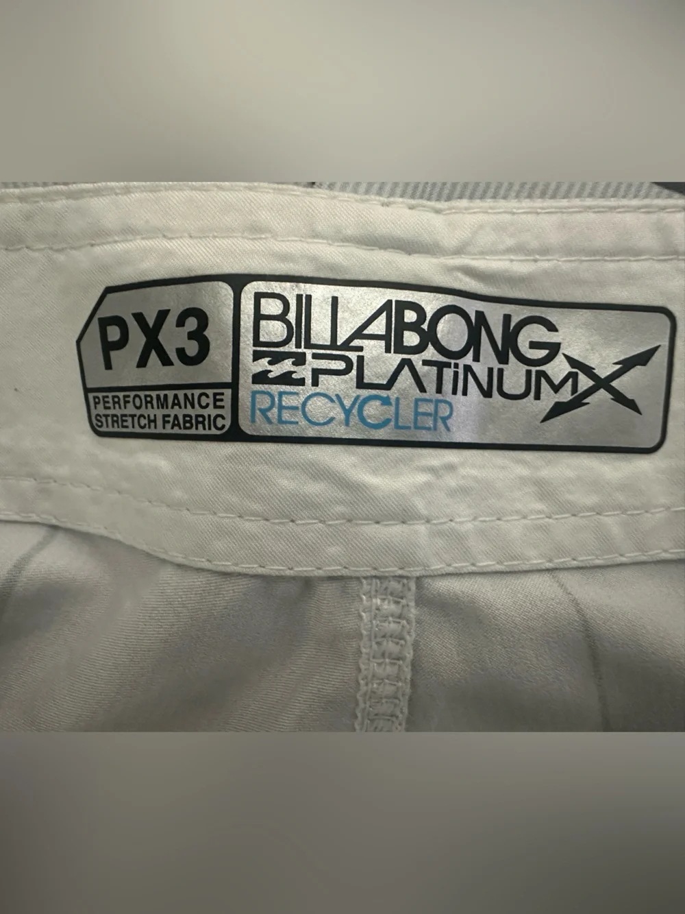 Billabong White Swim Board Shorts with Black Grid